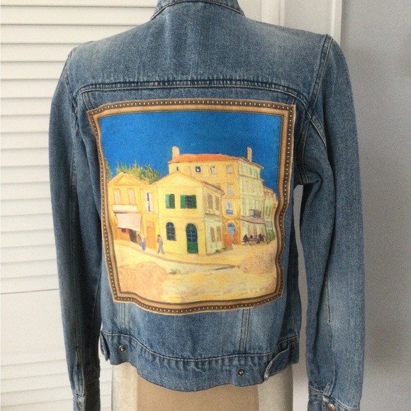 One-of-a-Kind Upcycled Denim Jacket Vincent Van Gogh - Picture 2 of 8